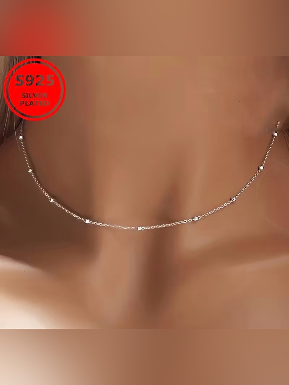 Delicate Silver Plated Choker Necklace - Women Jewelry